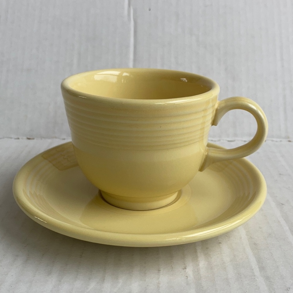 Fiesta yellow tea cup and saucer
